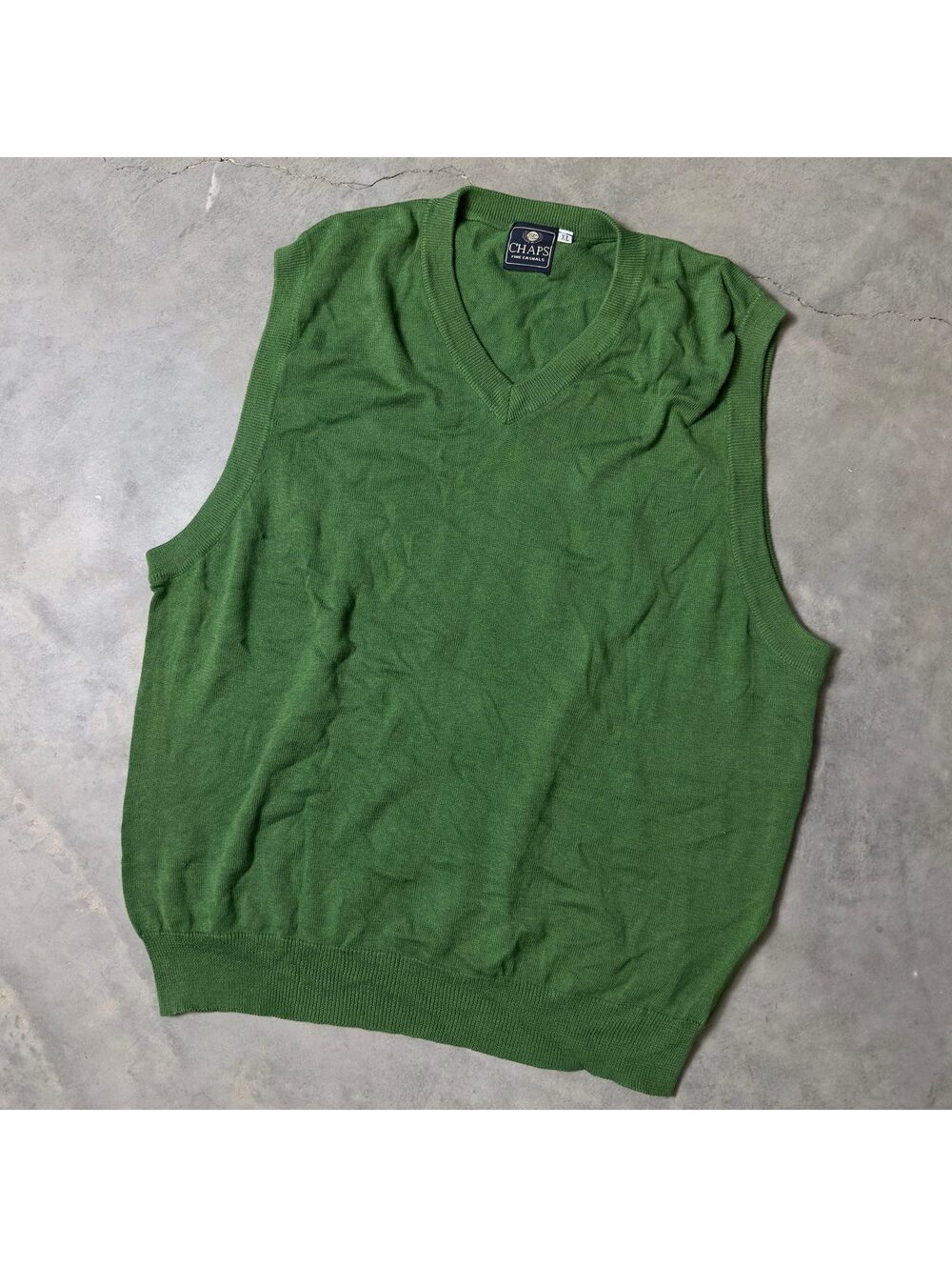 Vintage Chaps Fine Casuals Sweater Vest Mens XL Green